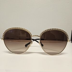 CHANEL Gold Frame Brown Gradient Lens Sunglasses